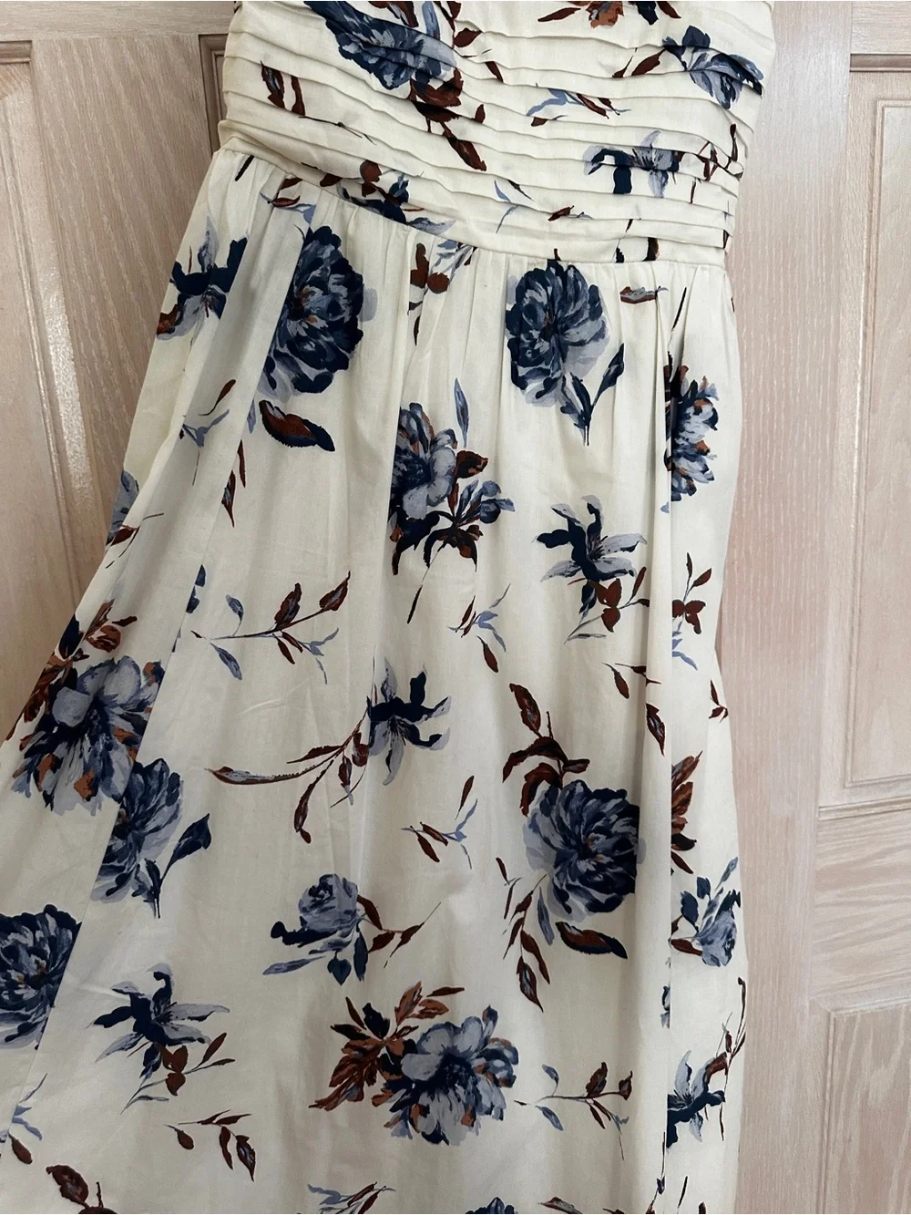 Abercrombie Emerson Tie Strap Maxi Dress in White and Blue